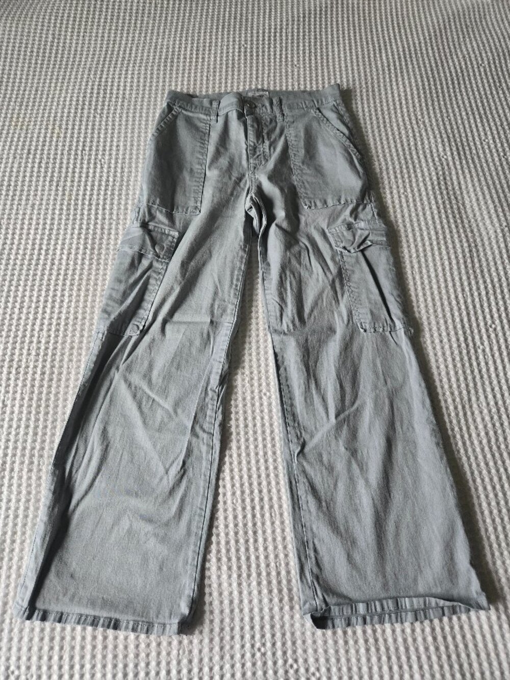 Hudson Light Gray Cargo Wide Leg Pants Size 27